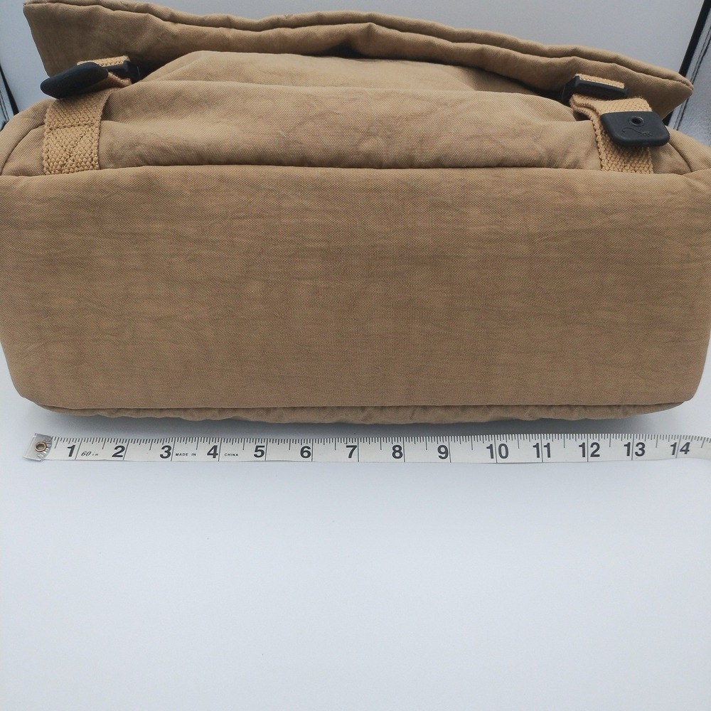 Vintage Kipling Messenger Bag Khaki Tan Nylon Crossbody  y2k Monkey Charm EUC - Picture 13 of 15